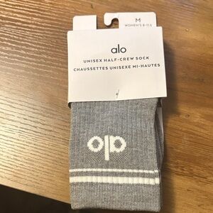 ALO Yoga Unisex Heather Grey/White Half-Crew Socks